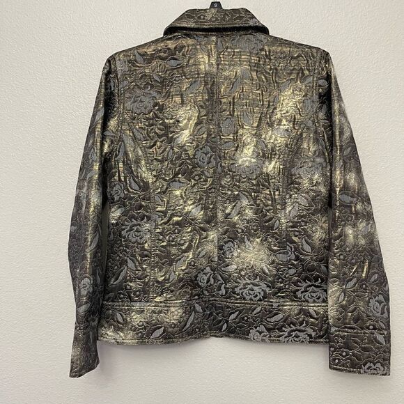 Chico’s Tapestry Style Metallic Jacket Size Small/4 (Chico 0) - Picture 2 of 6